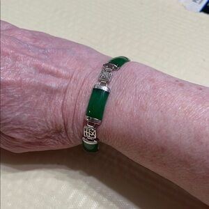 Elegant Jade Good Fortune Bracelet with Silver Accents